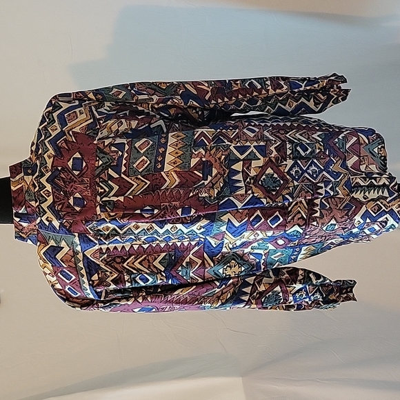 Vintage silk shirt retro print - Picture 4 of 9